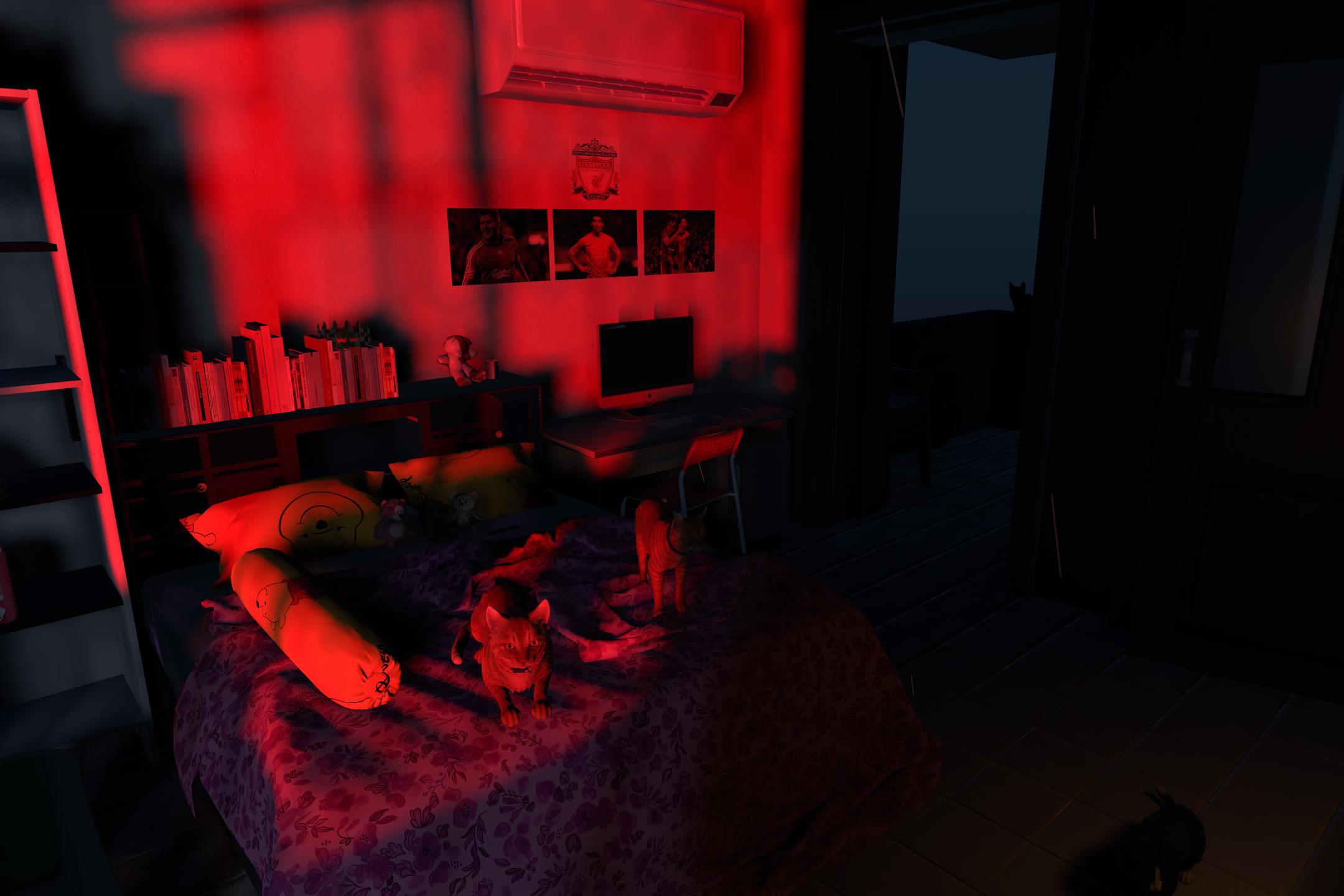 rot beleuchteter Raum