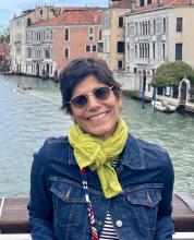 Portrait of Meena Nanji on a bridge in Venice 